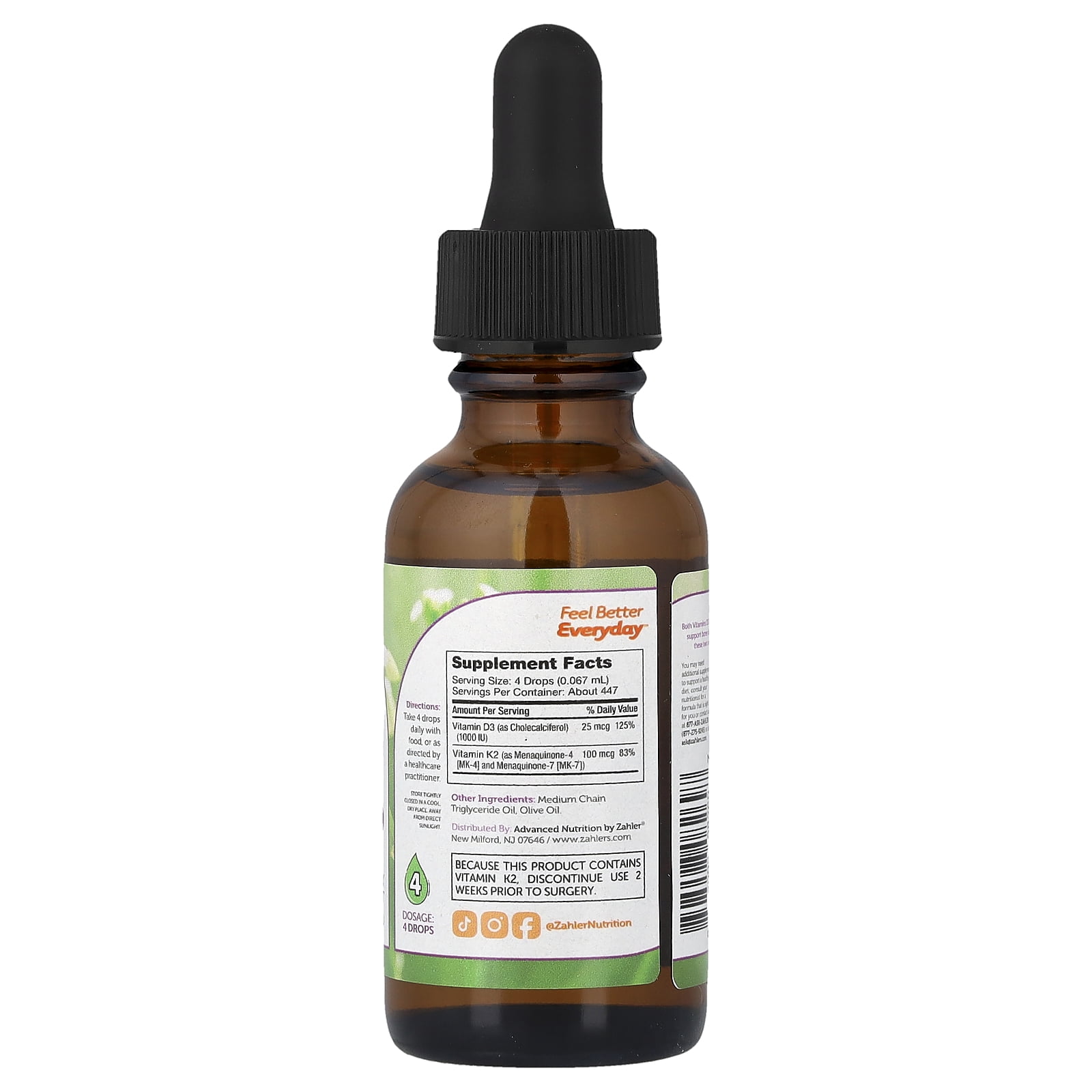Zahler Vitamin D3 & K2, 1 fl oz (30 ml)
