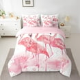 thumbnail image 2 of Manfei Pink Flamingo 7-Piece Twin Bedding Sets,Cartoon Animal Bedding Comforter Set,Watercolor Splash Breathable Sheet Sets,Microfiber Girls Bedroom Decor,Reversible, 2 of 8