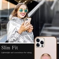 thumbnail image 5 of Compatible with iPhone 14 Pro 5g Case Cell Phone Case Slim Thin with Ring Stand Metal Electroplated Soft Flexible Tup Frame Full Body Shock-Absorption Bumper Hard Back Mobile Cover-Light Pink, 5 of 18