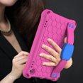 thumbnail image 4 of Allytech Silicone Case for All-New Kindle Fire HD 8 2020 and Fire HD 8 Plus (10th Generation, 2020 Release) - EVA Shoulder Strap Kickstand Kids Friendly Shock Proof Back Cover, Rose/Blue, 4 of 7
