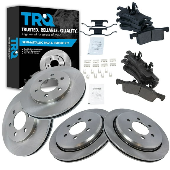 TRQ Front and Rear Brake Pad & Rotor Kit Brake Pads Brake Rotor Semi-Metallic Fits Select 2003-2006 Ford Expedition Lincoln Navigator