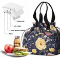 thumbnail image 4 of Pioneer Flower Floral Print Pattern Drawstring Lunch Bag Women - Drawstring Lunch Bag Insulated for Work Office - Stain-Resistant Large Lunchbags for Women with Multi-Pockets, 4 of 6