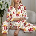 thumbnail image 6 of Vsdgher Popcorn Pajamas Set Long Sleeve Sleepwear Womens Button Down Nightwear Pj Sets-Large, 6 of 7