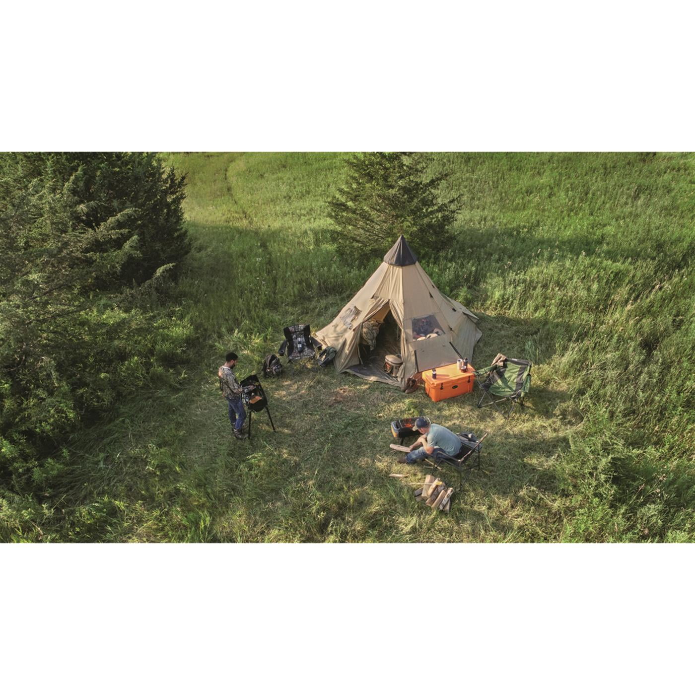 Guide Gear Camping Teepee Tent for Adults, Outdoor, Waterproof, Family, 6 Person, 14' x 14'