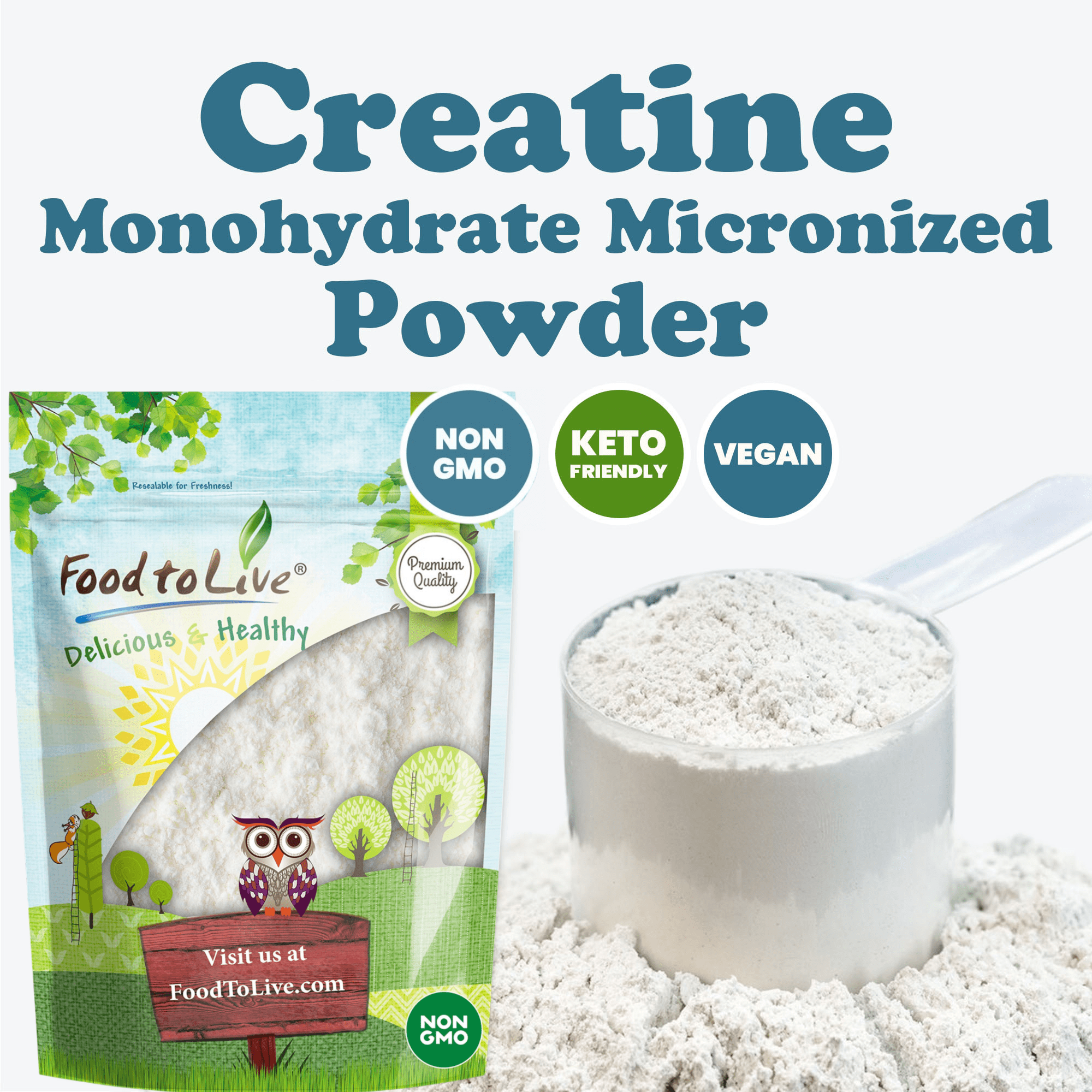Creatine Monohydrate Micronized Powder, 5 Pounds – Keto, Vegan, Non-GMO, Bulk – by Food to Live