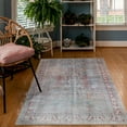 thumbnail image 1 of Vintage Distressed Floral Medallion Power-Loomed Indoor Area Rug or Runner, 7'6" X 9'6", Berry Red by Blue Nile Mills, 1 of 9