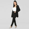 thumbnail image 4 of Ettsollp 2 Pcs/Set Lady Formal Coat Pants Set Long Sleeves Slim Fit Lapel Cardigan Mid Length Jacket High Waist Trousers Formal Business Commuting Outfit, 4 of 8