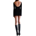 thumbnail image 5 of Women Y2k Long Sleeve Backless Mini Dress Black Mesh Bodycon Dress Summer Club Streetwear, 5 of 6