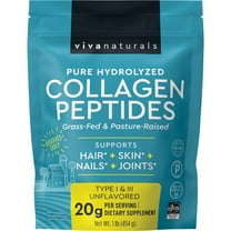 Viva Naturals Pure Hydrolyzed, Bovine Collagen Peptides, Type I & II, 1 lb