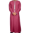 thumbnail image 6 of Mens Traditional Muslim Thobe Kaftan Long Sleeve Solid Color Islamic Robe with Tassel for Prayer and Daily Wear, 6 of 8