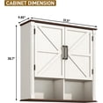thumbnail image 2 of Farmhouse Wall Medicine Cabinets with 2 Barn Doors, Wood Bathroom Storage Cabinet with Roman Column Decor,Farmhouse Double Storage Cabinets with Adjustable Shelf & Door Cabinets, Rustic White, 2 of 7