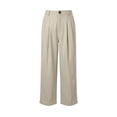 thumbnail image 3 of ZHYou No BoundarieWide Leg Capri Pants for Women High Waisted Linen Blend Pleated Button Closure Loose Fit Flowy Casual Summer Trousers Beige Size L, 3 of 5