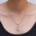 thumbnail image 2 of AFFY Solitaire Pendant Necklace for Women 3.00 Carat Cushion Cut Lab Grown Diamond Two Tone Bead Ball Chain Necklace in 14K Yellow Gold Plated Vermeil Jewelry Gift for Her 18", 2 of 6