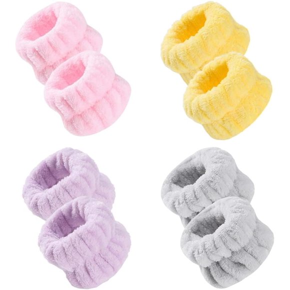 4 Pares de Muñequeras Absorbentes Muñequera de Microfibra Muñequera SPA Toalla Muñequera Muñequeras para Lavarse la Cara Muñequeras Absorbentes Muñequera Muñequera