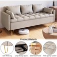 thumbnail image 6 of Homhougo Faux Leather Sofa Couch 60" W 3 Seater Sofas with Button Tufted Design and Hand Stitched, Heavy Duty Foundation with Gold Metal Legs, Lift-Up Storage and Bolster Pillows in, Beige, 6 of 7