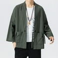 thumbnail image 3 of Casual Jackets for Men 2025 Japanese Lightweight Loose Linen Cardigan Jacket with Pockets Outerwear Coat, 3 of 7