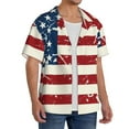 thumbnail image 2 of KLL Vintage American Flag Print Men's Shirt Short Sleeve Button Down Summer Cuba Beach Shirts- X-Large, 2 of 5