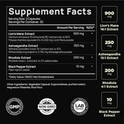 ELMNT 16x Strength Lions Mane Mushroom Supplement Super Nootropic Energy Focus Memory Pills, Unisex