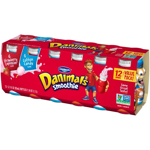 Danimals Smoothie Strawberry Explosion/Cotton Candy 3.1 fl. Oz., 12