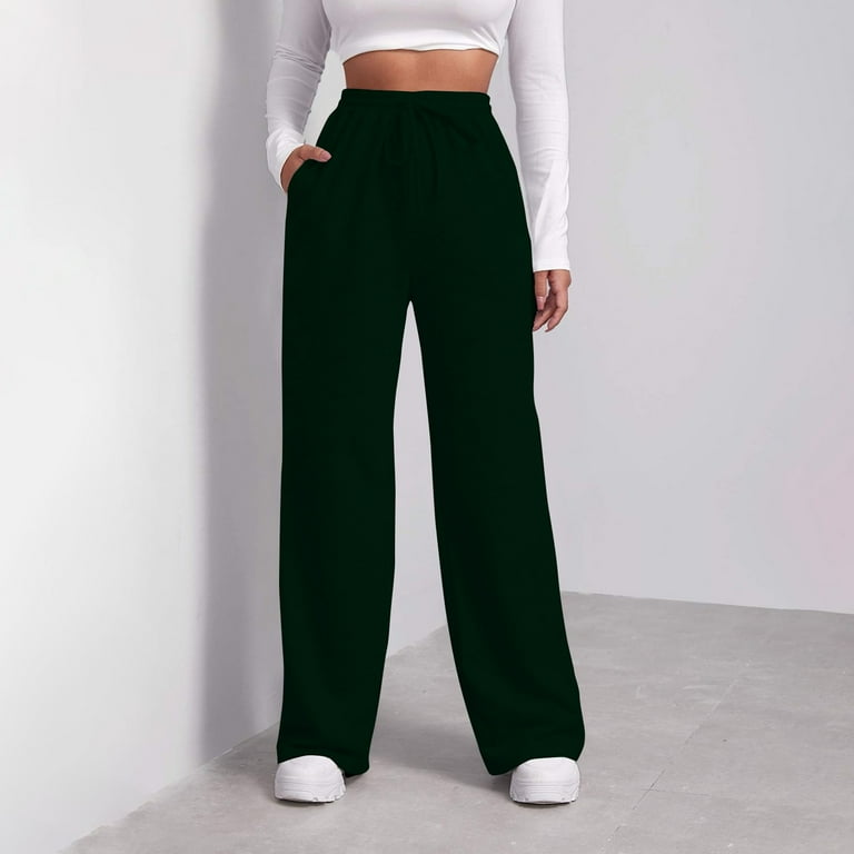 Knosfe Petite Sweatpants with Pockets Fleece Lined Lounge Drawstring  Running Y2k Sweatpants Comfortable Straight Leg Comfy Jogger Pants High  Waisted