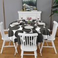 thumbnail image 2 of Large Dot Black Round Table Cloth,Wrinkle Free Table Cover with Polyester,Waterproof Reusable Tableclothes for Kitchen Picnic Party (Round,60x60inch), 2 of 6