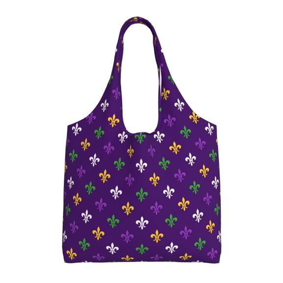 Vsdgher Purple Mardi Gras Print canvas Tote Bag, Lightweight Cloth Bags, Suitable for shopping, groceries, travel