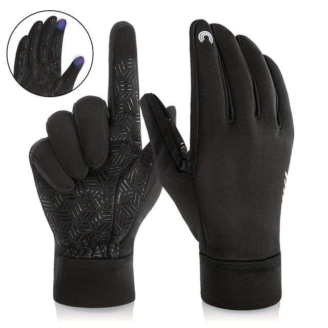 CHUANK RIGWARL 1 Pair Winter Cycling Gloves Windproof Gloves Outdoor Gloves Two-finger Touch Screen Non-slip Silicone With Reflective Strip For Men Women