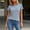 Dark Blue, variant on Women's Short Sleeve Striped T Shirts Crewneck Ribbed Trim Tunic Tee Casual Summer Loose Fit Basic Tops