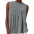 thumbnail image 3 of Ropa de maestra/o,Blusa de lino para mujer, blusa plisada con cuello en V, mezcla de algodón y lino, camiseta holgada de manga larga para uso informal, sopatenor, 3 of 8