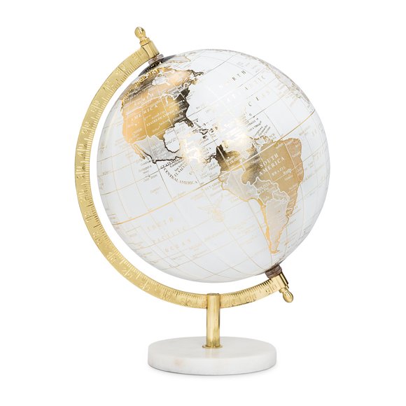 White And Gold On Stand Globe