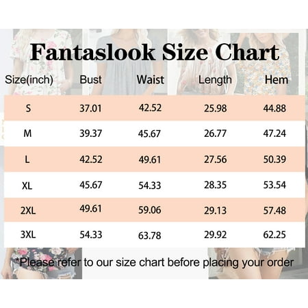 Fantaslook Women Tunic Tops Casual Henley Short Sleeve Shirts Floral Blouses Loose Summer Tops