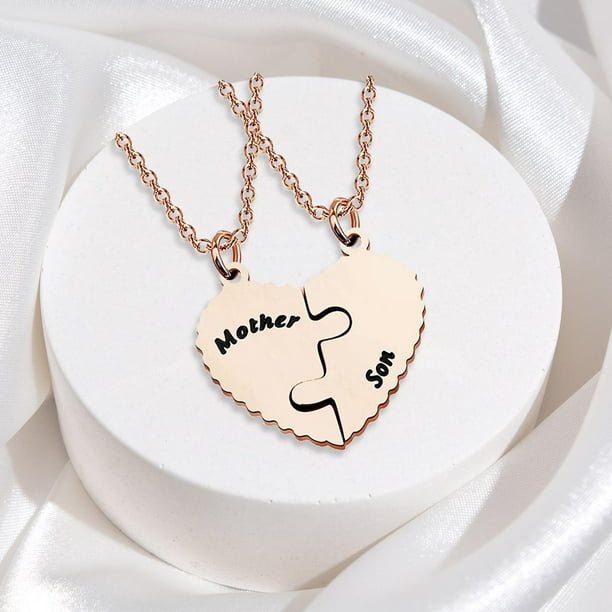 Yinanstore Parent Child Necklace Father s Day mother s Day Gift Stainless Steel 2Pcs Set Dad mom Gift Family Matching Heart Necklace Mother Son Walmart