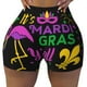 thumbnail image 2 of Balery Mardi Gras with Flamingo Pantalones cortos de entrenamiento estampados para mujer, sin costuras, ajustados, para gimnasio, yoga, correr, deportes, ejercicio activo, fitness.-Large, 2 of 8