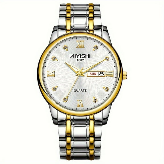 The new glow-in-the-dark double calendar shows men's casual business quartz watches, ideal choice for present