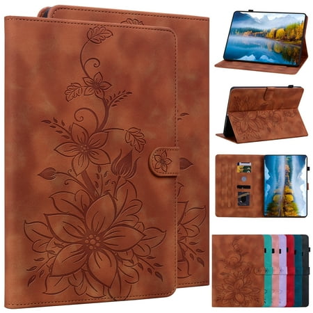 ChicShell for Amazon All-New Kindle Fire HD10 (13th Generation,2023 Release) Case, Built-in Credit Card Slot PU Leather Flip Stand Case Shockproof Cover for Kindle Fire HD 10 13th Gen 10.1", Brown