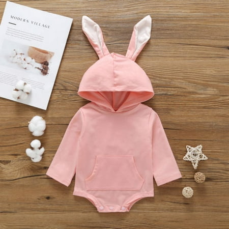 

Easter Baby Clothes Toddler Infant Baby Boys Girls Long Ear Romper Rabbit Ear Hooded Jumpsuit Cute Baby Clothes