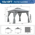 thumbnail image 3 of 10'x10' Outdoor Gazebo Tent with Double Roofs, Patio Gazebo with Mosquito Netting, Patio Canopy for Backyard, Garden, Lawn and Deck,Grey, 3 of 7