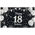 thumbnail image 7 of Black and White Themed 18th Birthday Banner with Balloon Firework Star Elements Party Decoration Backdrop for Birthday Party Photography Props Decorations Supplies, 7 of 7