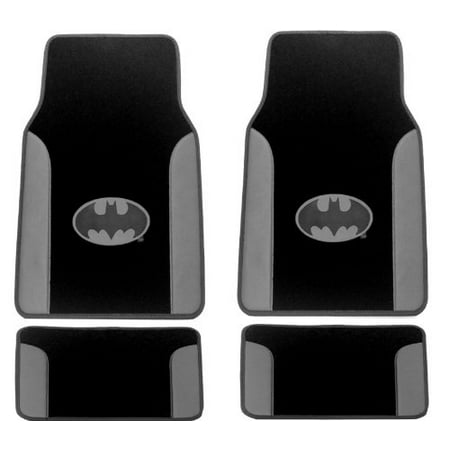 Batman Full 4pc Floor Mat Gift Set Gotham City Gray Leather Trim