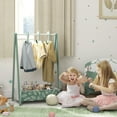 thumbnail image 2 of Qaba Kids Clothing Rack, Kids Dress Up Rack with Storage, Hangers, Green, 2 of 10