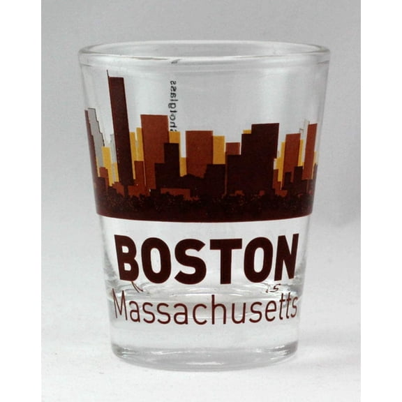 Boston Massachusetts Sunset Skyline Shot Glass