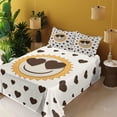 thumbnail image 2 of Ambesonne Emoji Fitted & Top Sheet Set with Shams, Delicate Heart Smiling Face, Off White Mustard Coconut, 2 of 5