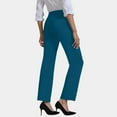 thumbnail image 4 of Women's Stretchy Bootcut Work Pants - High Waisted Slim Fit with Side Pockets, Dark Blue Size S, 4 of 5