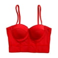 thumbnail image 3 of Xfvqtps Womens Corset Crop Tops Sling Tube Top Solid Color Flexible Boned Support Spaghetti Straps Bustier Vest Waist Corset Red, 3 of 5
