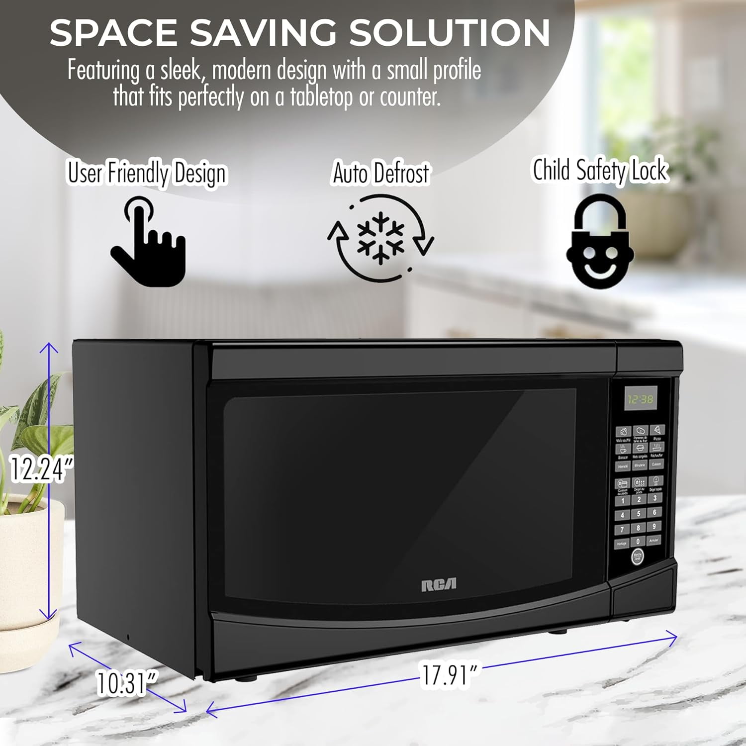 RCA 0.7 Cu. Ft. Microwave Oven - Small Microwave Oven Compact Microwave Ovens for Small Spaces, Countertop, Apartment 700 Watt Microwave - Black
