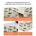 thumbnail image 6 of Boho Teal Yellow Orange Grey Bed Skirt Cal King Size, Middle Century Geometric Wrap Around Bed Skirting with Adjustable Elastic Strap, Dust Ruffled Pleated Bedskirts 18 Inch Drop for Bedroom Beds, 6 of 9