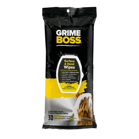 GRIME BOSS Surface & Hand Wipes, 30 CT