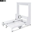 thumbnail image 3 of Queen Solid Wood Murphy Bed with Desk, Queen Size Platform Bed with Wooden Slats, Modern Hidden Bed, Wall Bed for Small Space, Apartments, Studio, No Spring Box Needed, White, 3 of 7