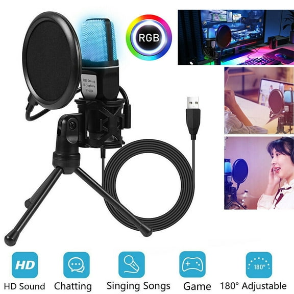TASHHAR Microphone Tripod Mic Kit for Broadcasting Singing Studio Recording Game Chat Studio Recording Laptop PC