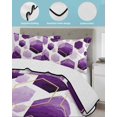 thumbnail image 4 of Purple Geometric Queen Size Down Alternative Comforter, Lightweight Comforter Quilt Bedding Set with Pillow Shams Gold White Hexagon Modern All Seasons Bed Comforter Duvet Insert 90"x96", 4 of 7